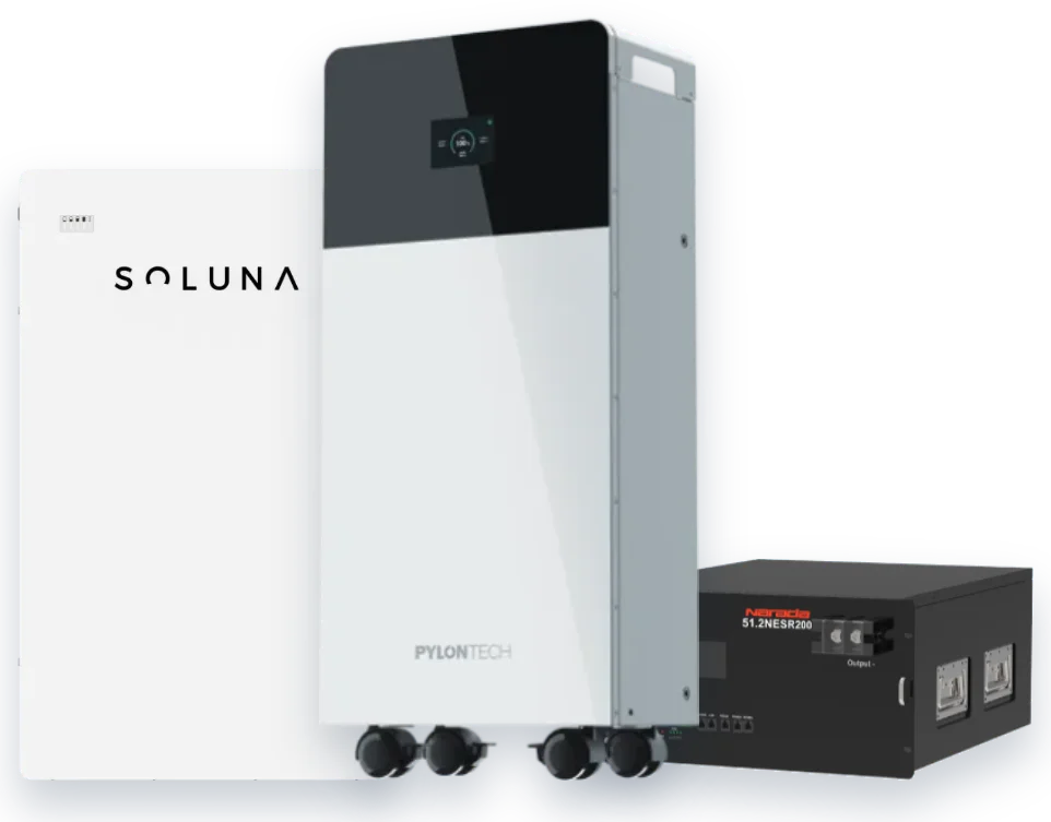 Soluna, Pylontech and Narada lithium batteries
